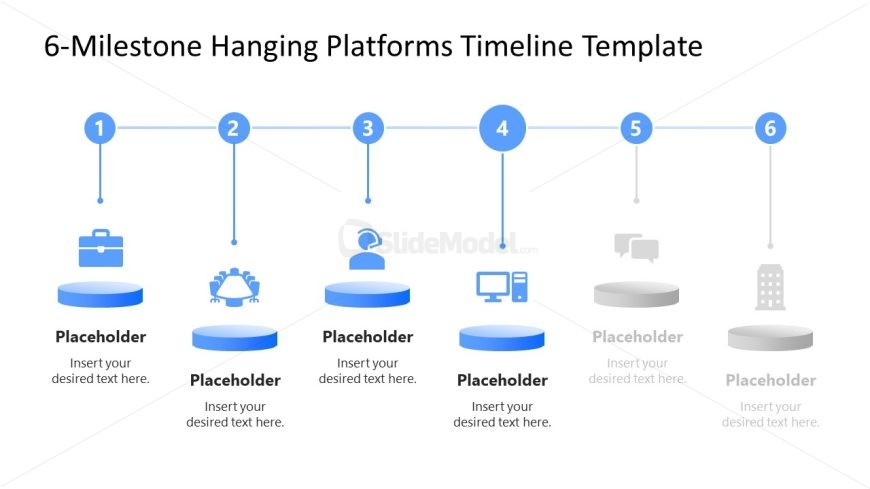 Editable Hanging Platforms Timeline PPT Template