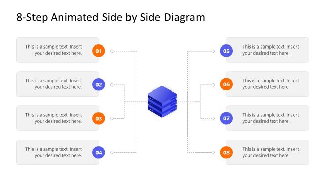 8-Step Animated Side-by-Side Diagram Template Slide