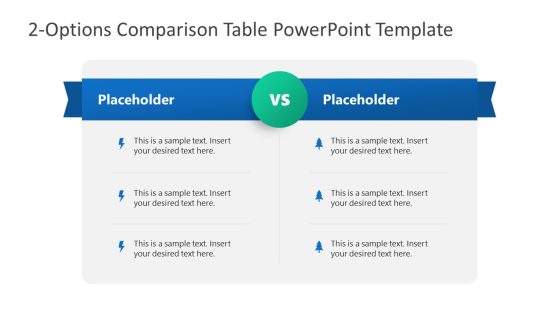 2-Options Comparison Table PPT Slide Template