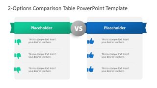 2-Options Comparison Table Template for Presentation 