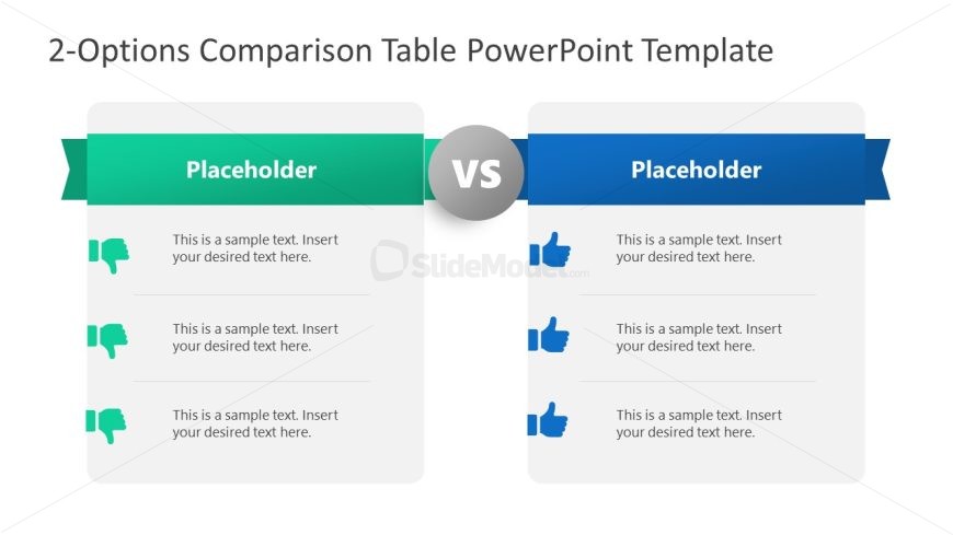 2-Options Comparison Table Template for Presentation 