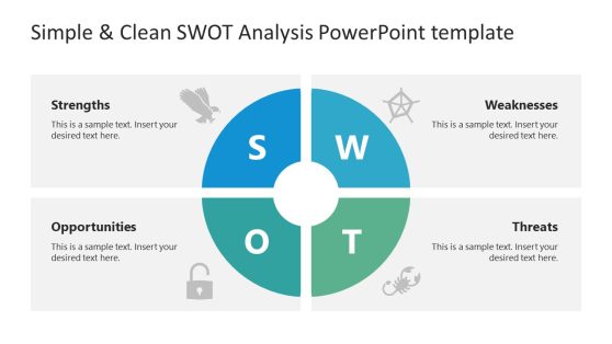 Simple & Clean SWOT Analysis Template Slide 