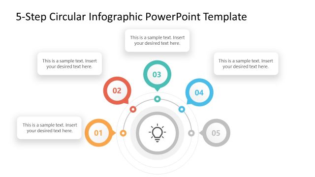 Editable 5-Step Circular Infographic PPT Slide