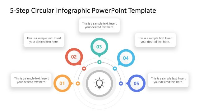 Customizable 5-Step Circular Infographic PPT Slide