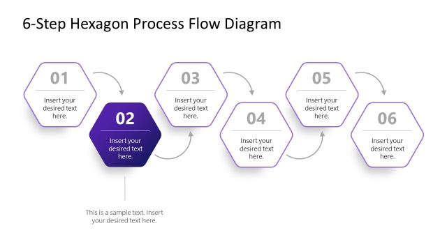 Editable 6-Step Hexagon Process Diagram Slide Template