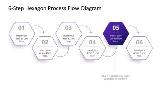 Slide Template with 6-Step Hexagon Process Flow Diagram