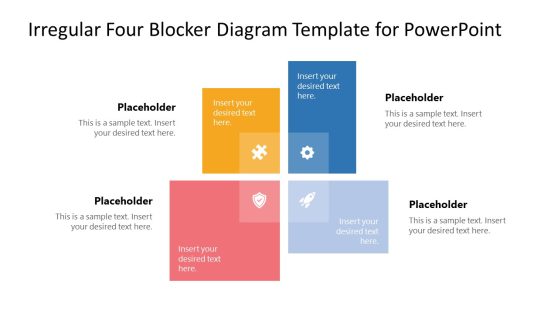 Irregular Four Blocker Diagram Template for PowerPoint