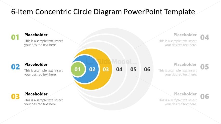 6-Item Concentric Circles Slide for PowerPoint 