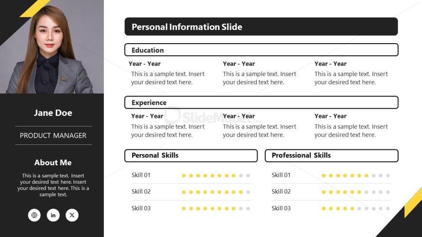 Editable Resume Presentation Slide Template