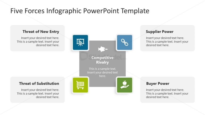 Porter's Five Forces Model Template PPT Slide