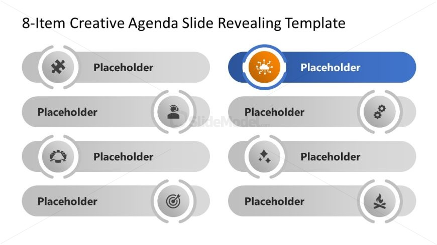 Spotlight Slide for First Element - Agenda Presentation Template