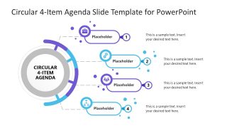 Circular 4-Item Agenda Slide Template for Presentation 