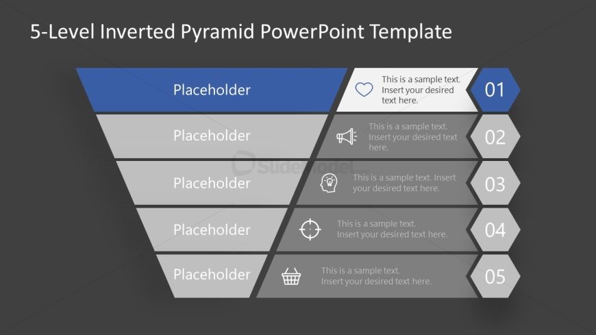 Creative Inverted Pyramid Diagram with First Level Highlight