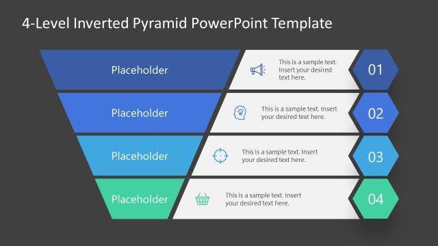 Level 4 Dark Background Inverted Pyramid PPT Template