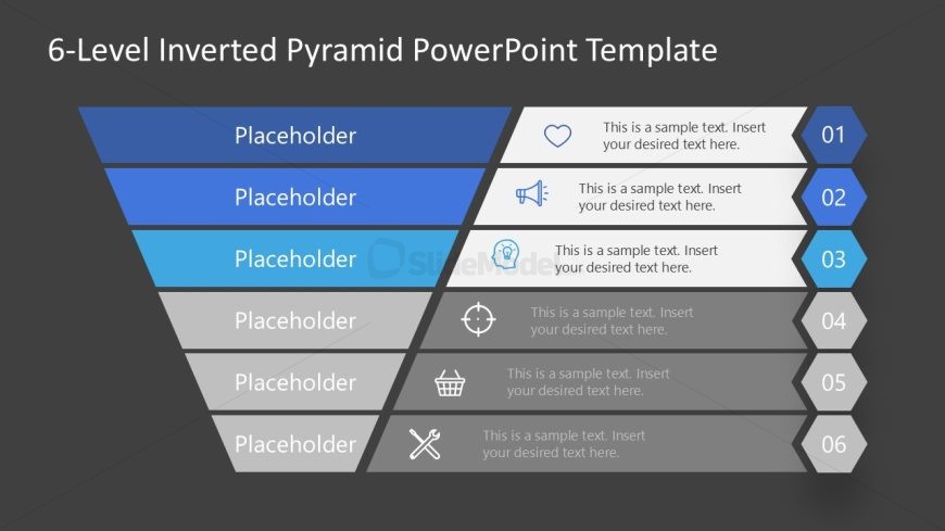 6-Level Inverted Pyramid Diagram with Dark Background 