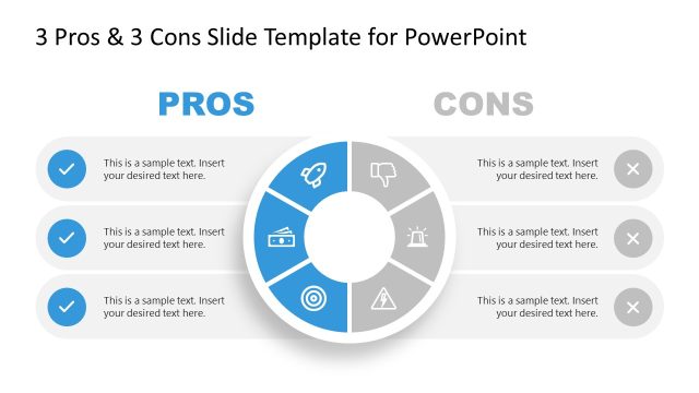 Pros Highlight PPT Slide – 3 Pros & 3 Cons Template