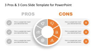 3 Pros & 3 Cons Slide Template PPT Slide 