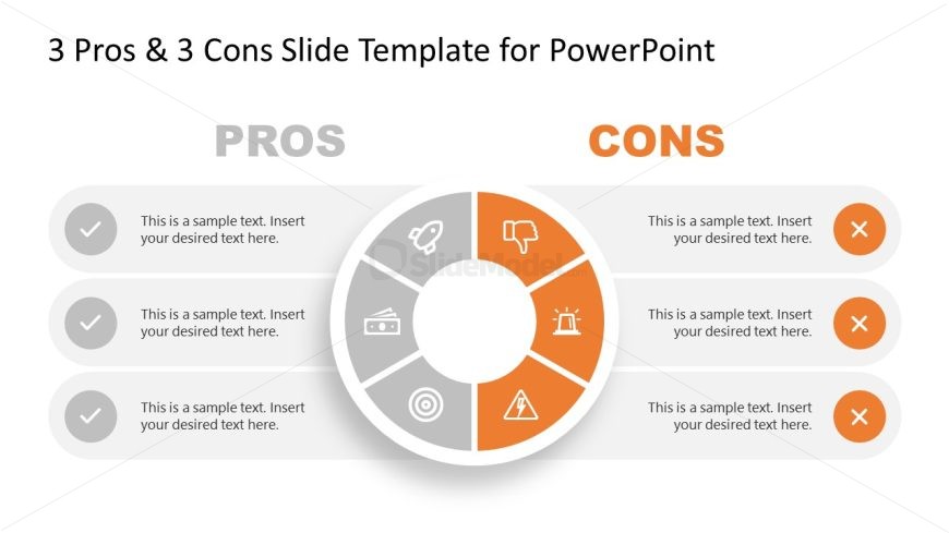 3 Pros & 3 Cons Slide Template PPT Slide 