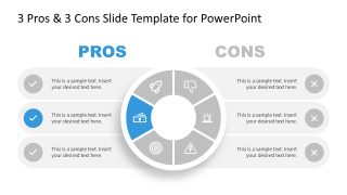 Editable 3 Pros & 3 Cons Slide PPT Template 