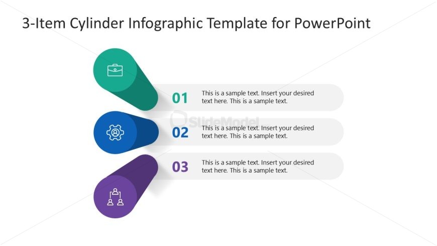 3-Item Cylinder Infographic Template for PowerPoint 