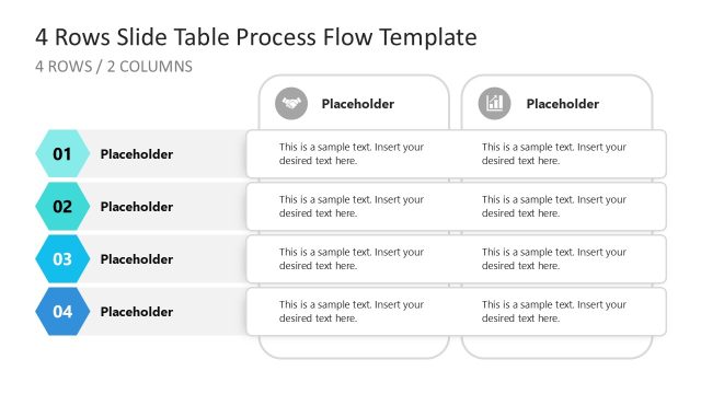 4 Rows PowerPoint Table Process Flow Template