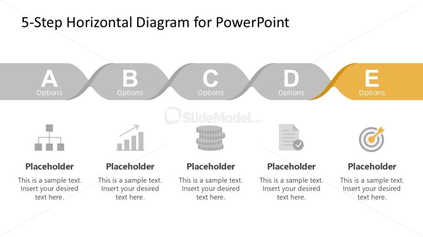 Slide 5 of 5 Steps Horizontal Diagram for PPT