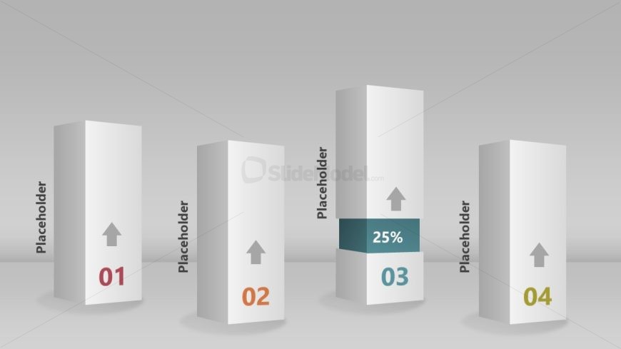 3D Data Comparison Columns Infographic PowerPoint Template