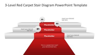 3-Level Red Carpet Stair Diagram PowerPoint Slide