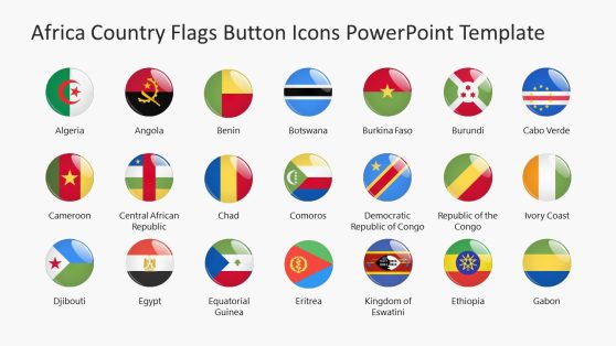 Africa Country Flags Button Icons PowerPoint Template