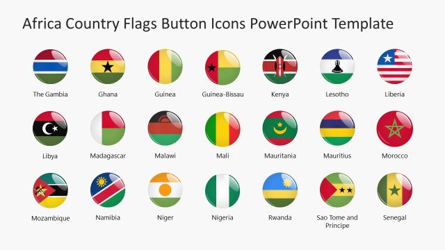 Africa Country Flags Button Icons PPT Template