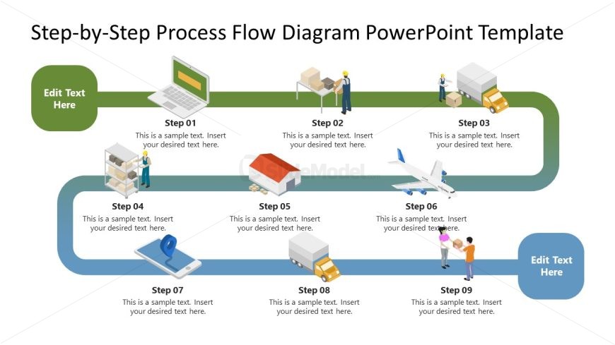Step-by-Step Process Flow Diagram PowerPoint Slide