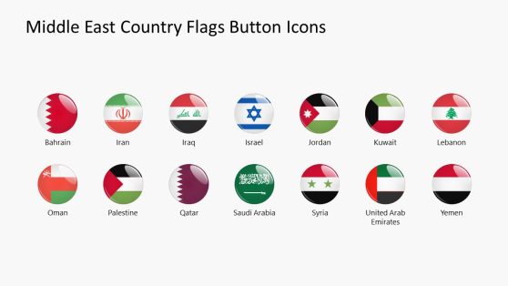 Middle East Country Flags Button Icons PowerPoint Template