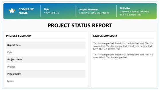 Project Status Report PowerPoint Template