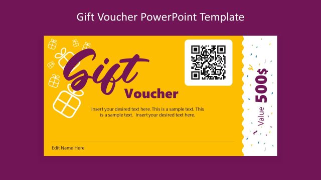 Yellow & Plum Gift Voucher Presentation Template Slide