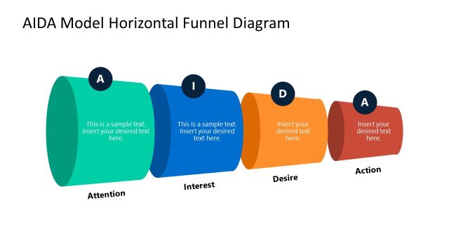 Four Step Horizontal Diagram – AIDA Model