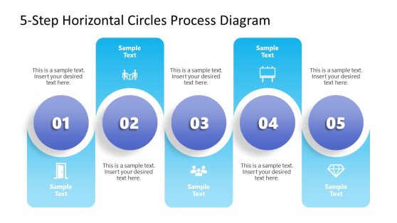 5-Step Horizontal Circles Process Diagram PowerPoint Template