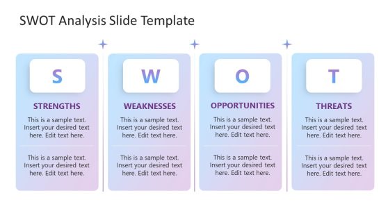 Horizontal SWOT Analysis Slide Template for PowerPoint