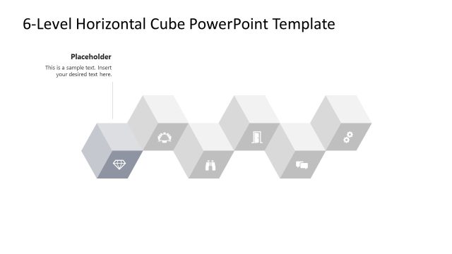 Editable 6-Level Horizontal Cube Infographic PPT Template