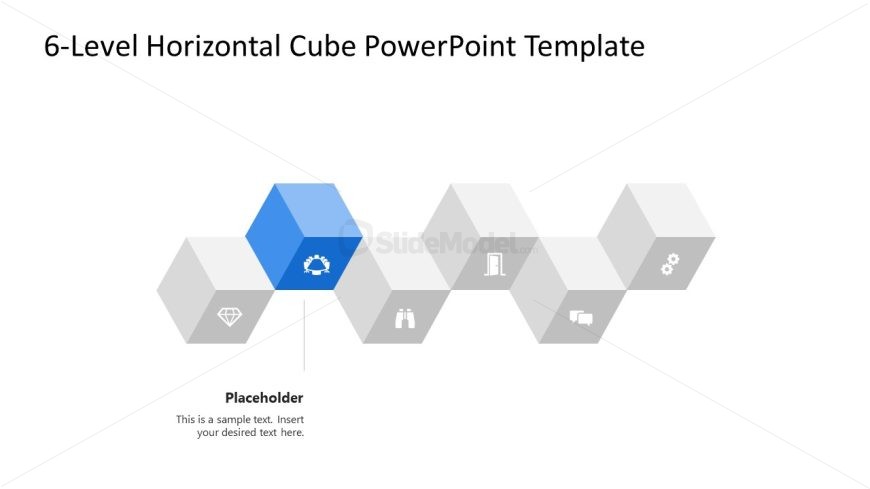 6-Level Horizontal Cube Infographic PPT Slide