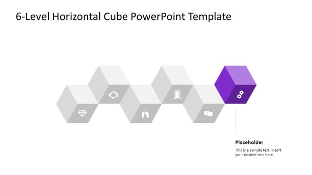 6-Level Horizontal Cube Infographic PowerPoint Slide