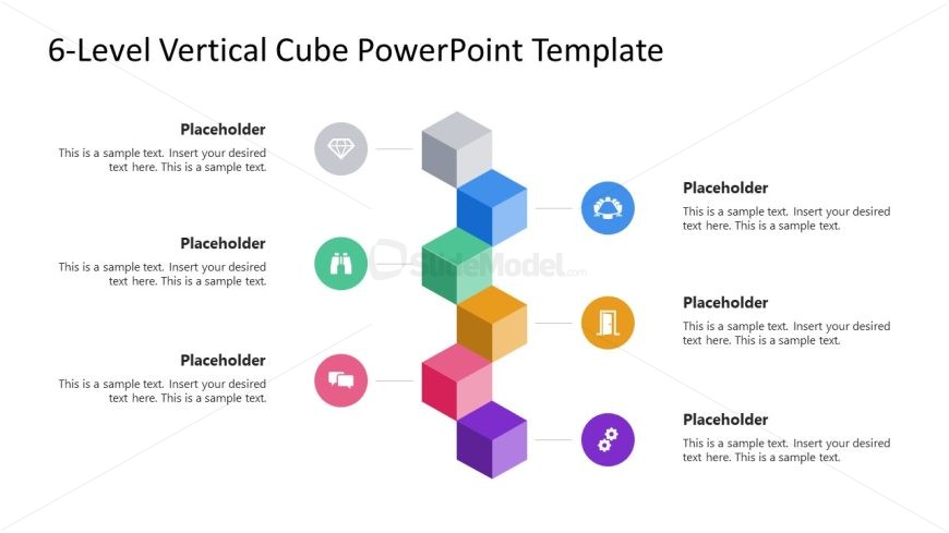 6-Level Vertical Cube Infographic Presentation Slide 