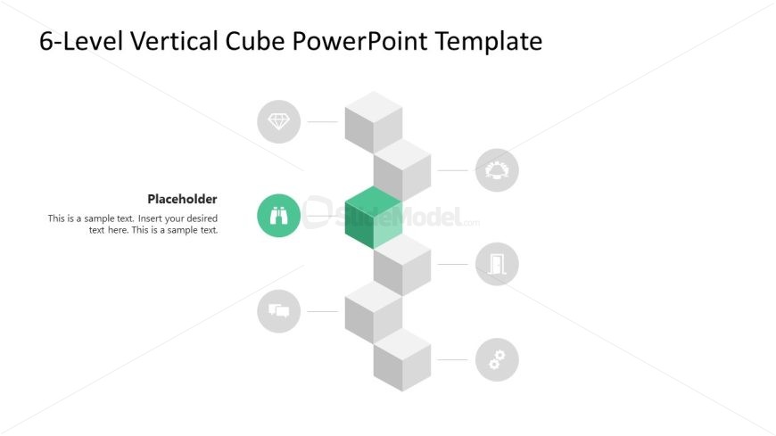 Spotlight Slide -  6-Level Vertical Cube Infographic Slide 