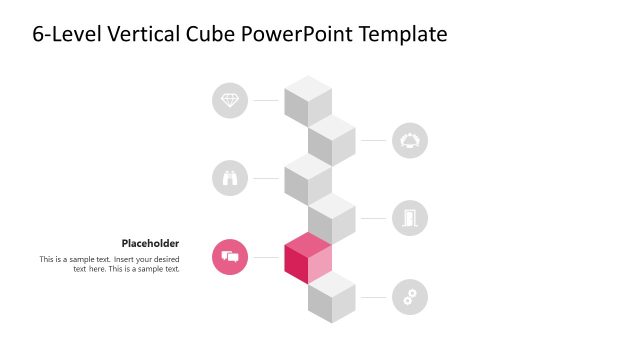6-Level Vertical Cube Infographic PPT Slide