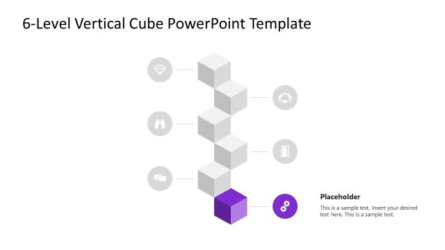 Editable 6-Level Vertical Cube Infographic Presentation Slide