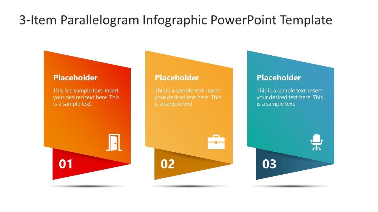 3-Item Parallelogram Infographic PowerPoint Slide