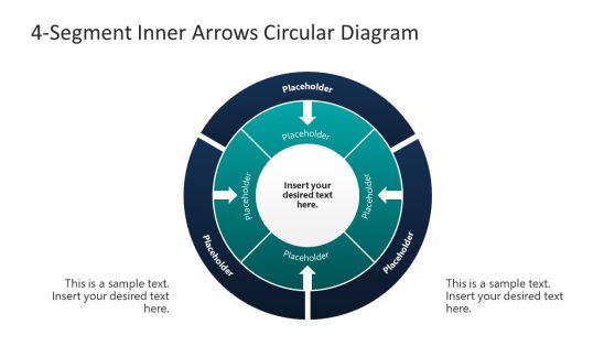 4-Segment Inner Arrows Circular Diagram PowerPoint Template