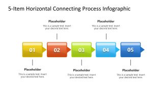 Editable 5-Item Horizontal Connected Process PPT Template