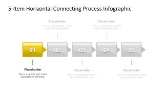 Customizable 5-Item Horizontal Connected Process PPT Template