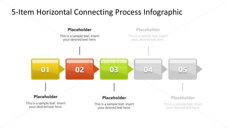 5-Item Horizontal Connected Process Template for Presentation