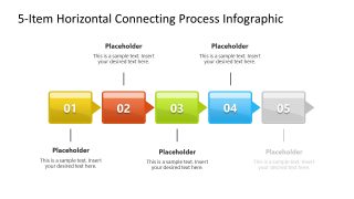 5-Item Horizontal Connected Process Template Slide 